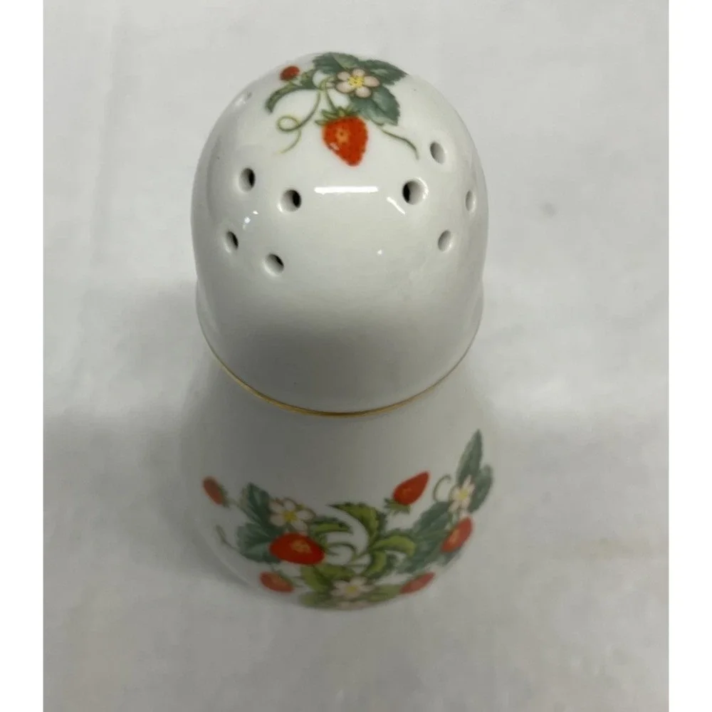 Vintage 1979 Avon Talc/Sugar Shaker Strawberry Porcelain Series 22K Gold Trim
